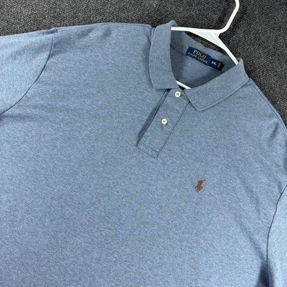 Polo Ralph Lauren Polo Shirt Mens XXL 2XL Blue Heathered Short Sleeve Cotton